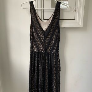 Anthro black lace v neck dress